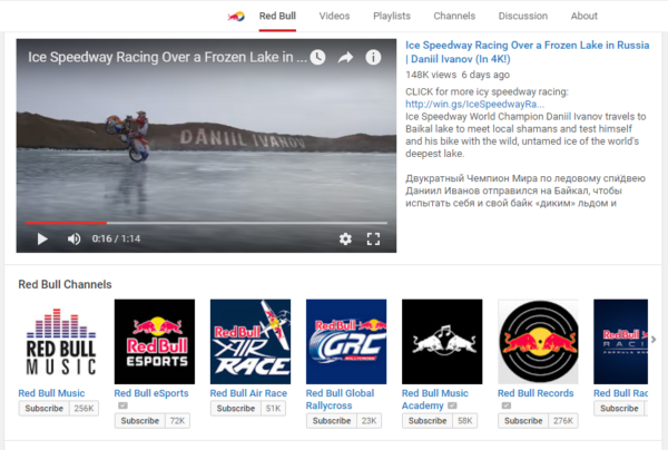 Red Bull YouTube Channels